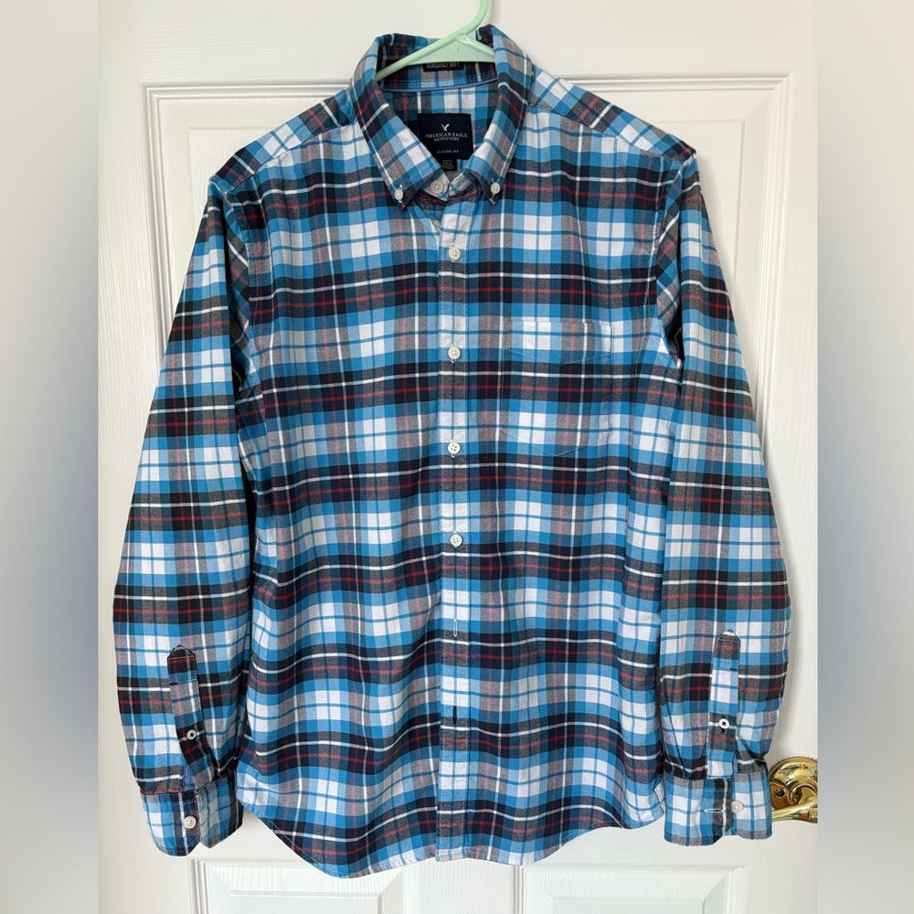 American Eagle Outfitters Blue and Red Plaid Shirt
